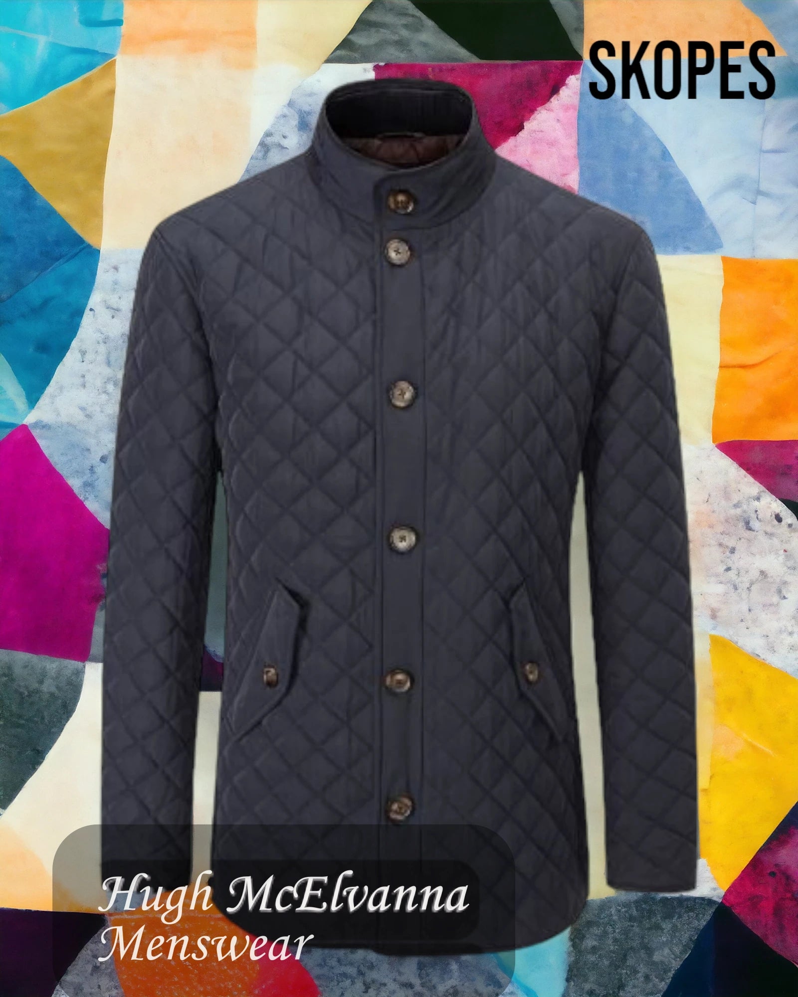 Long Trench Coats 'PEMBRIDGE' Navy Quilted Car Coat by Skopes