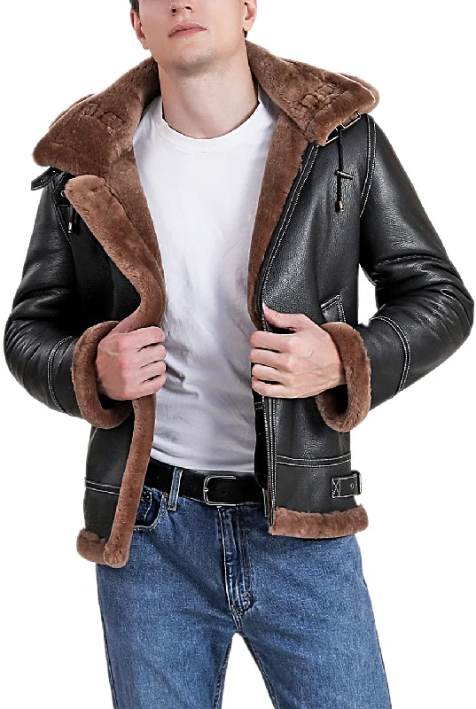 Relaxed Fit Landing Leathers Men Monogram Collection B-3 Sheepskin Bomber Jacket