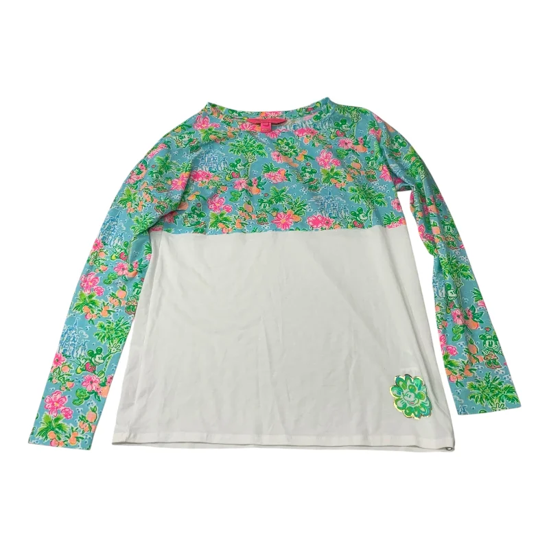 Urban Comfort Top Long Sleeve Designer By Lilly Pulitzer In Green & White, Size: Xs