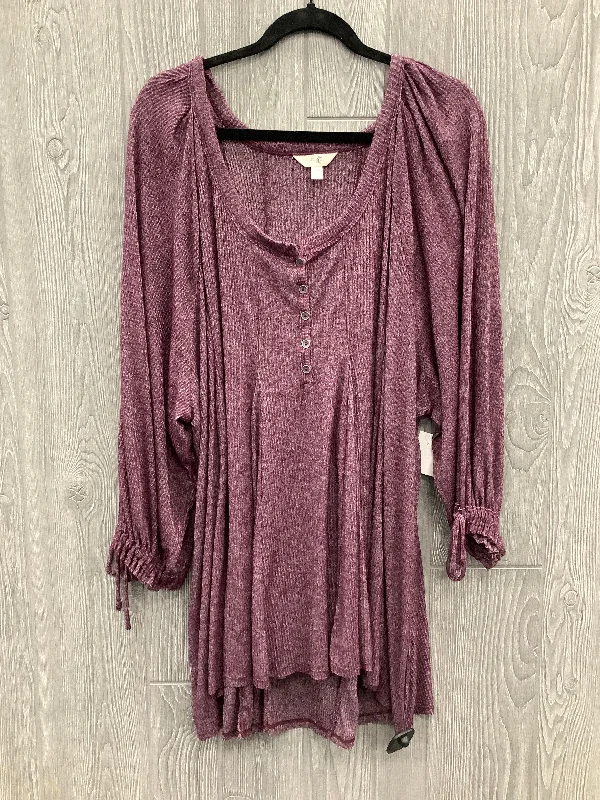 Fashion Basics Top 3/4 Sleeve By Terra & Sky In Purple, Size: 2x