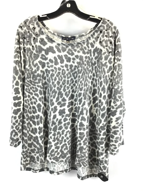 Printed Scarves Top 3/4 Sleeve By Adrienne Vittadini In Animal Print, Size: 2x