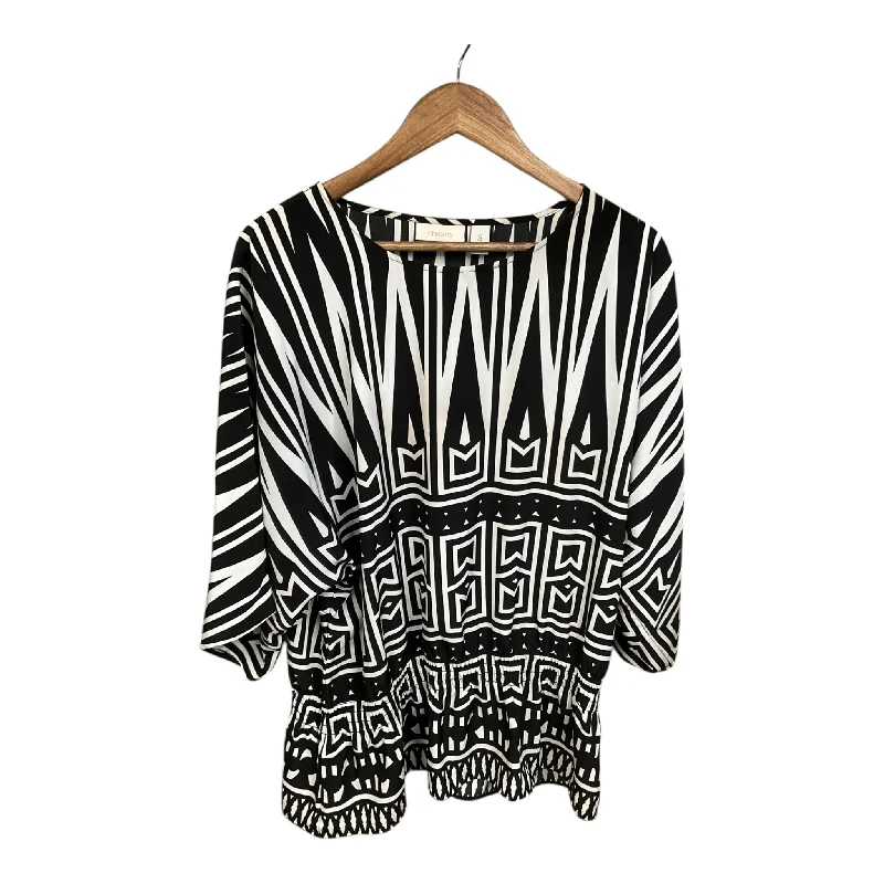 Urban Apparel Top 3/4 Sleeve By Chicos In Black & White, Size: 3x