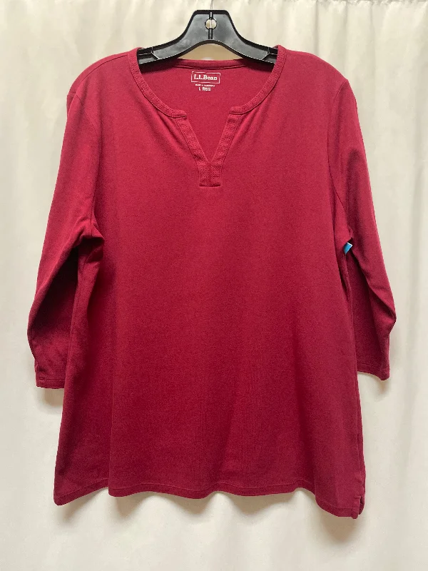 Premium Fabric Top 3/4 Sleeve By L.l. Bean In Maroon, Size: L