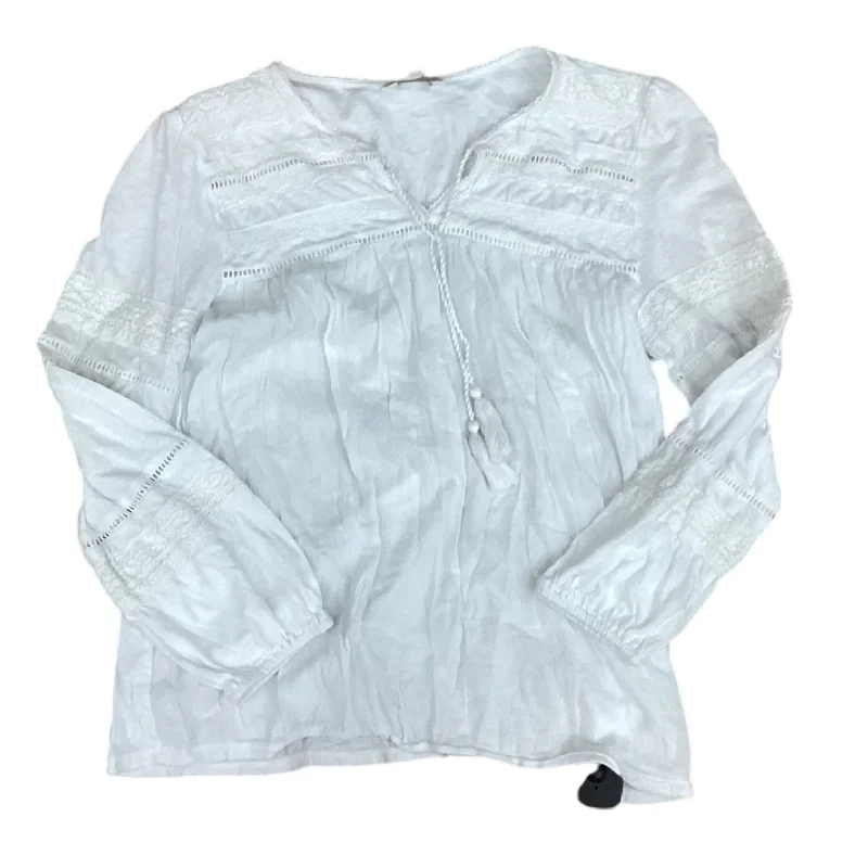 Casual Wear Top Long Sleeve Designer By Lucky Brand In White, Size: S