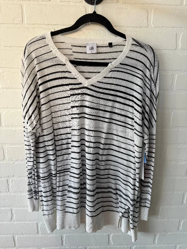 Streetwear Look Top Long Sleeve By Cabi In Black & White, Size: L