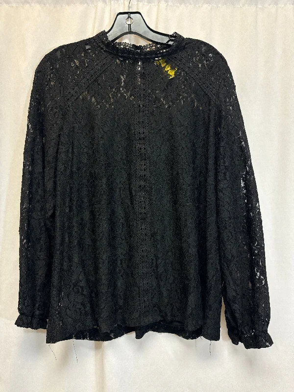 Relaxed Fit Top Long Sleeve By Cable And Gauge In Black, Size: 1x