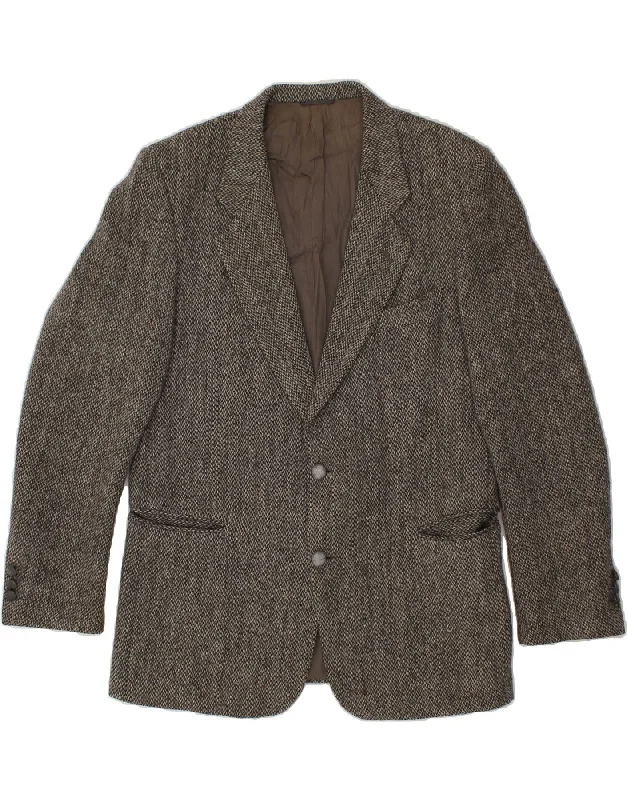 Everyday Wear HARRIS TWEED Mens 2 Button Blazer Jacket UK 38 Medium Grey Wool