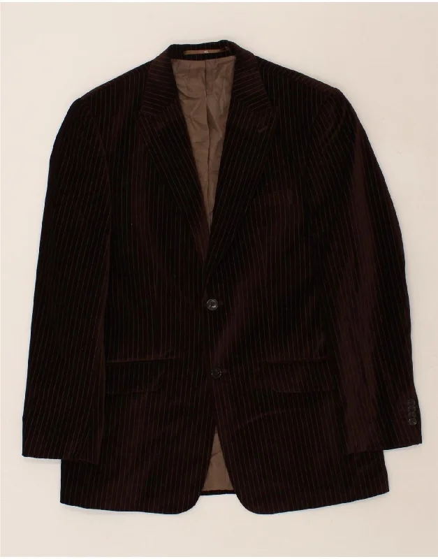 Bold Prints BIAGGINI Mens 2 Button Blazer Jacket IT 48 Medium Brown Striped Cotton