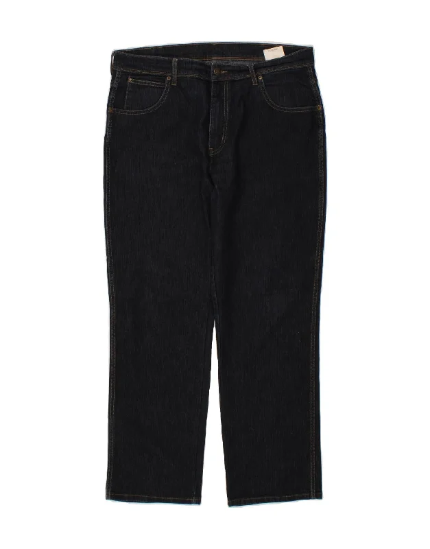 Relaxed Wardrobe WRANGLER Mens Regular Fit Straight Jeans W36 L30  Navy Blue Cotton