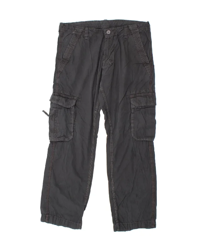 Designer Footwear CLOCK HOUSE Mens Straight Cargo Trousers W34 L31 Black Cotton