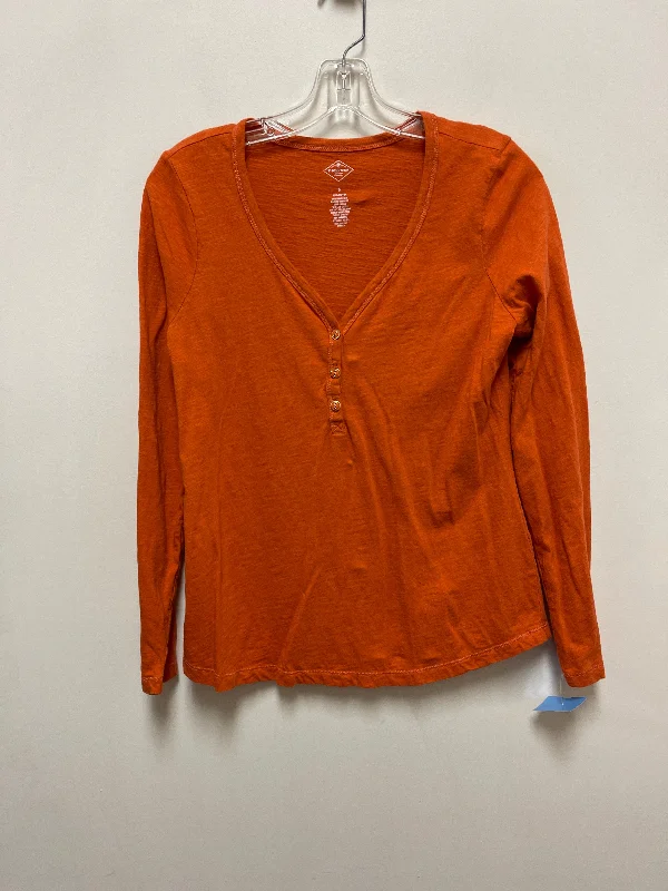 Modern Backpacks Top Long Sleeve By St Johns Bay In Orange, Size: S