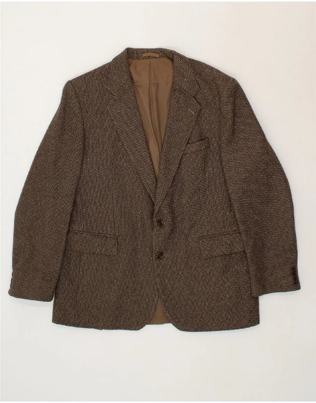 Stylish Sweaters VINTAGE Mens 2 Button Blazer Jacket UK 38 Medium Brown Wool