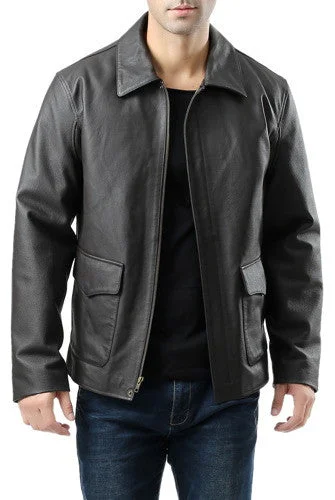 Graphic Caps Landing Leathers Men Hero Indy-Style Cowhide Leather Jacket