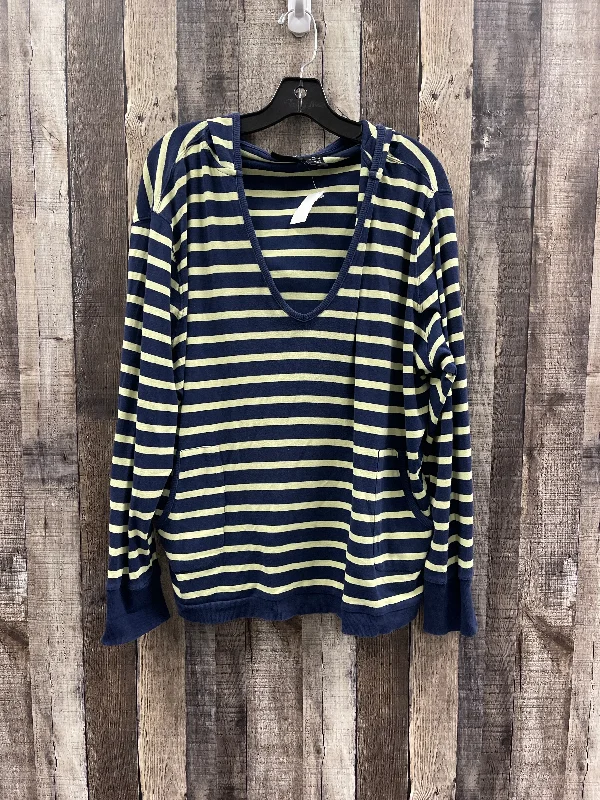 Relaxed Wear Top Long Sleeve By Bay Studio In Striped Pattern, Size: 2x