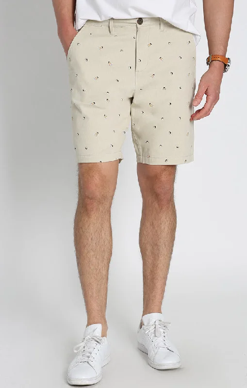 Casual Comfort Printed Stretch Twill Chino Short