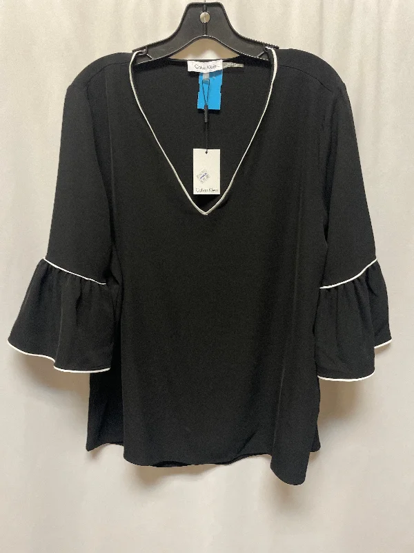 Casual Wear Top 3/4 Sleeve By Calvin Klein In Black, Size: L