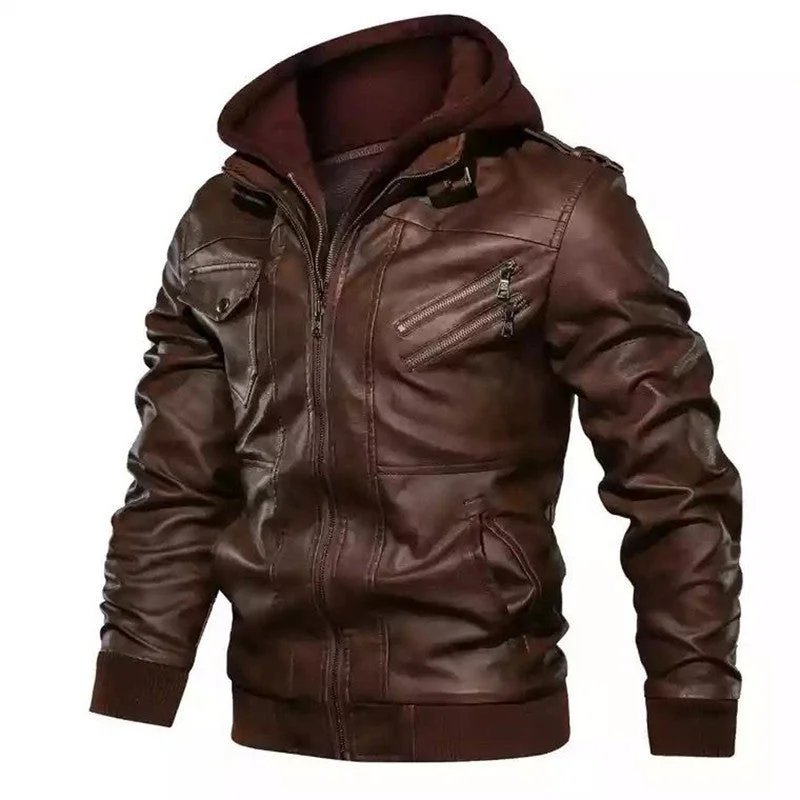 Chunky Sneakers Men's Premium Quality PU Leather Hooded Jacket | 9270