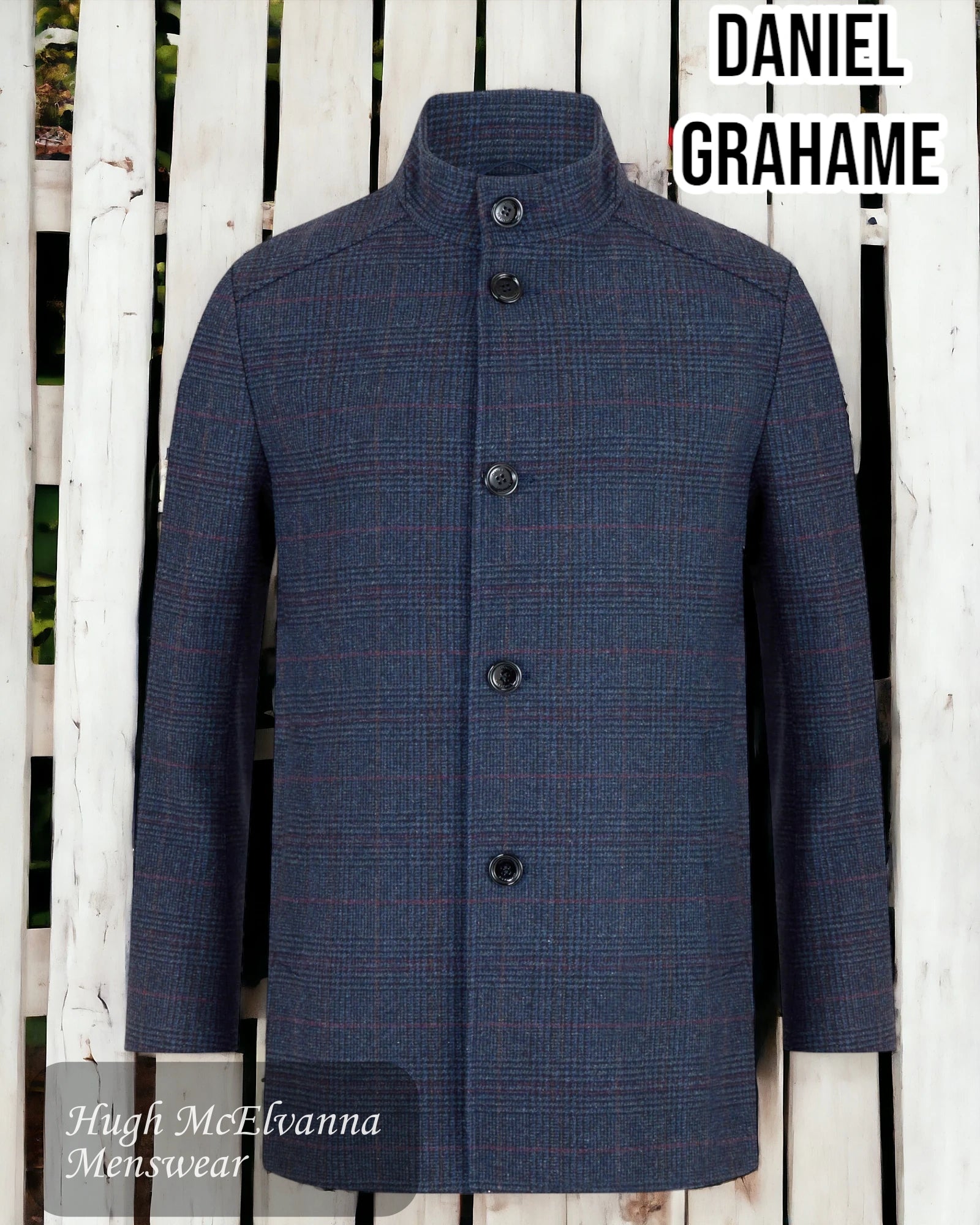 Bold Prints Daniel Grahame 'WATSON' Navy Check Fashion Overcoat 90424-29