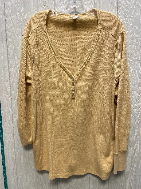 Heavy Coats Top Long Sleeve Basic By Terra & Sky In Yellow, Size: 3x