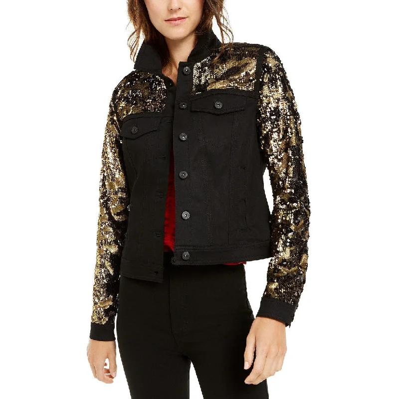 Luxury Comfort INC International Concepts Women's Black & Gold Sequin Jacket Black Size Extra Small