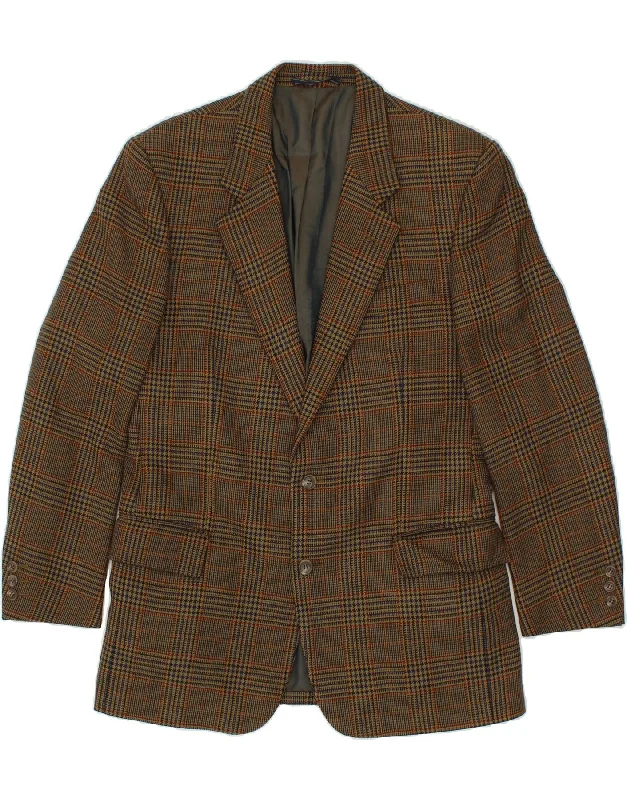 Everyday Wear TRUSSARDI Mens 2 Button Blazer Jacket UK 38 Medium Brown Check