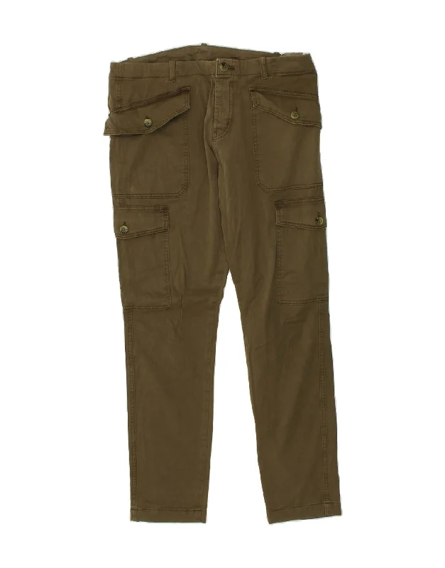 Casual Chinos BRIAN DALES Mens Slim Cargo Trousers W38 L31 Khaki Cotton