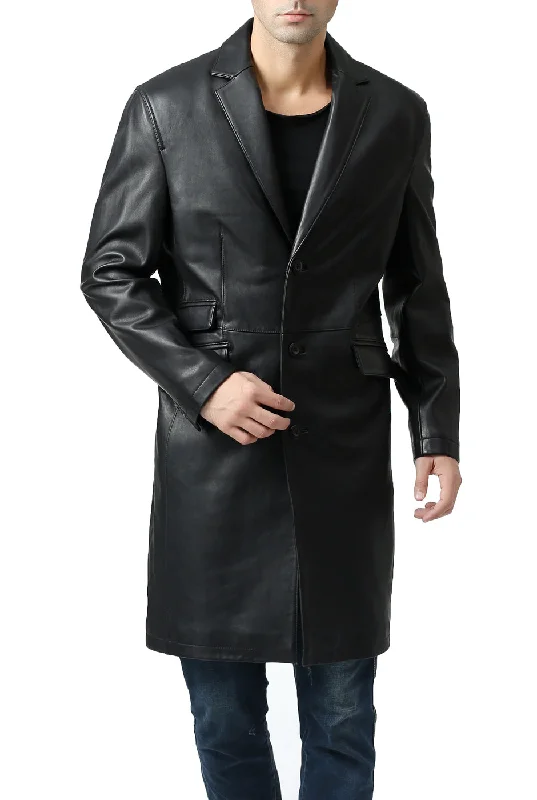 Trendy Outerwear BGSD Men New Zealand Lambskin Leather Long Coat