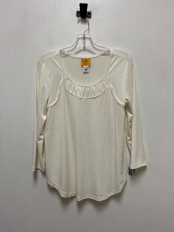 Stylish Apparel Top Long Sleeve By Ruby Rd In Cream, Size: S