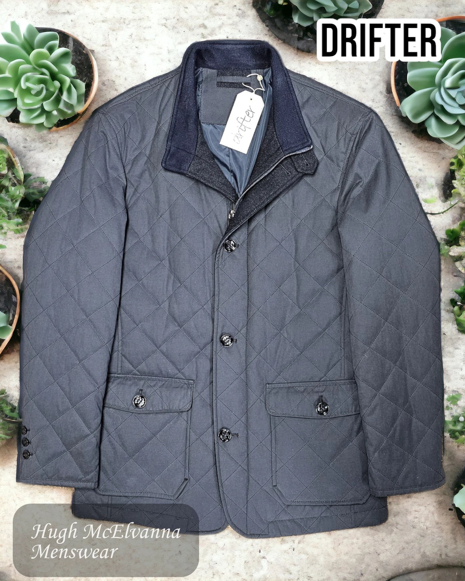 Fleece Jackets Drifter 'BENTFORD' Navy Quilted Car Coat Style: 80116-78