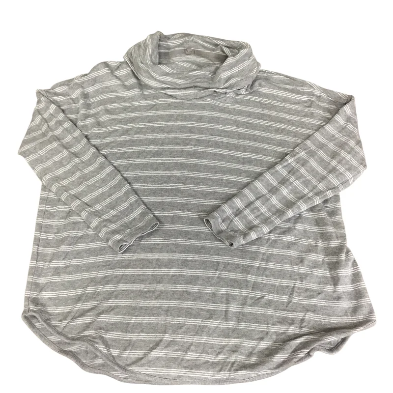 Comfortable Style Top Long Sleeve By Lou And Grey In Grey & White, Size: L