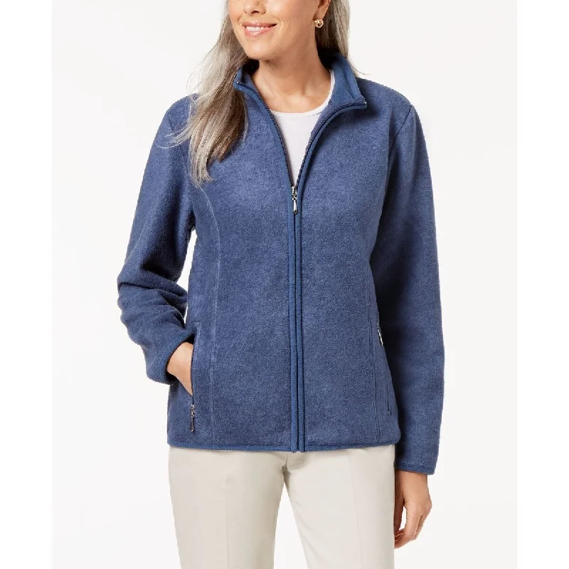 Warm Jackets Karen Scott Women's Sport Zip-Up Zeroproof Fleece Jacket Dark Blue Size Large