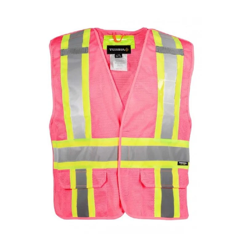 Relaxed Fit Terra Hi-Vis 5 Point Tear Away Vest - Pink 116523PK