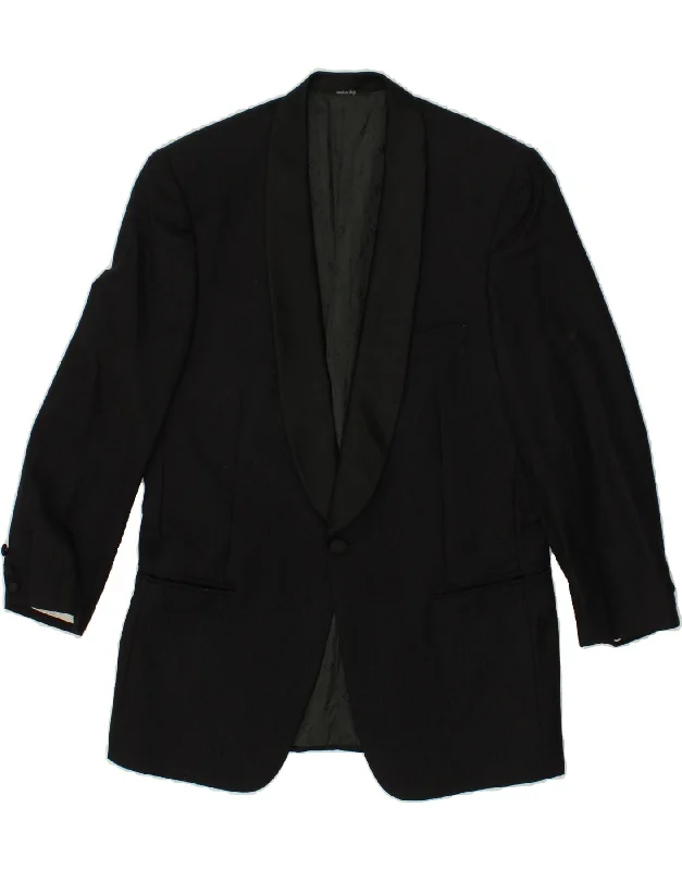 Casual Comfort ROBERTA DI CAMERINO Mens 1 Button Blazer Jacket IT 48 Medium Black Wool