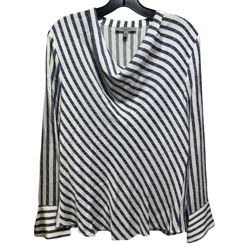 Hipster Style Silk Blend Cowl Neck Blouse Designer By Classiques Entiers In Striped Pattern, Size: S