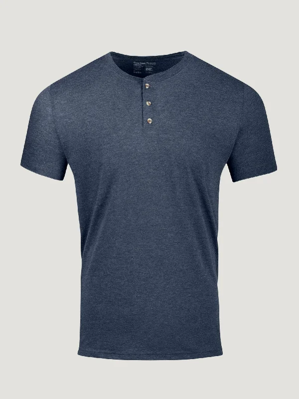 Wool Sweaters Navy Short Sleeve Henley