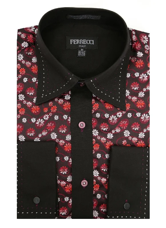 Urban Vests Men's Dress Shirt MSD-1001 Red & Black