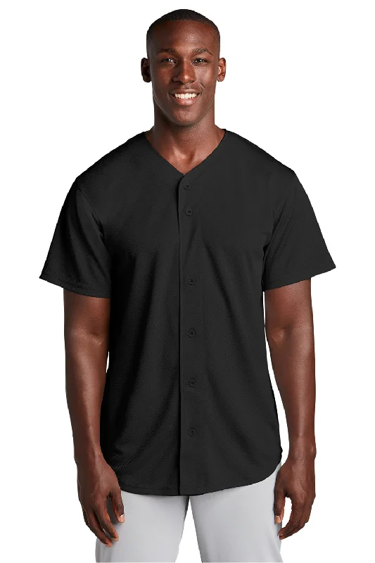 Techwear Fashion Sport-Tek Mens Tough Mesh Moisture Wicking Short Sleeve Jersey - Black