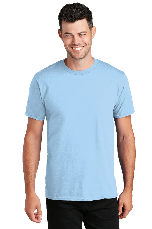 Leather Pants Port & Company Mens Fan Favorite Short Sleeve Crewneck T-Shirt - Light Blue