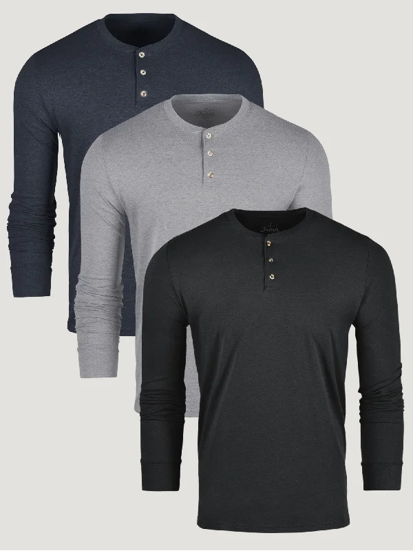 Light Jackets Basic Long Sleeve Henley 3-Pack