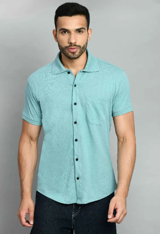 Easygoing Fashion Solid Knitted Smart Fit Men's Shirt