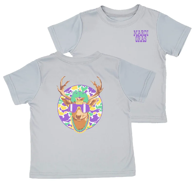 Trendy Outerwear Mardi Gras Camo Deer on Grey SS Shirt