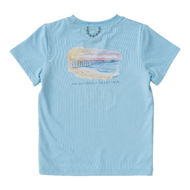 Outdoor Wear Shore Performance Fishing Tee on Light Blue