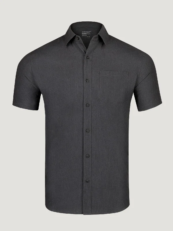 Designer Ties Charcoal Short Sleeve Stretch Button Up