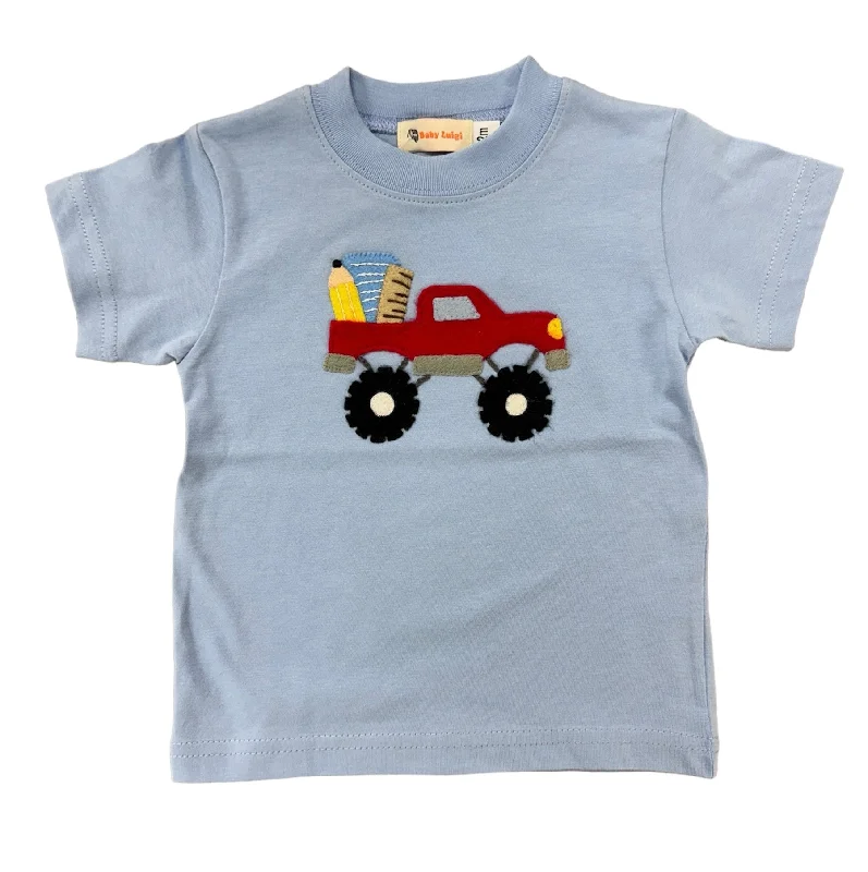 Sporty Suits Sky Blue 4 x 4 Truck with School Supplies T-shirt