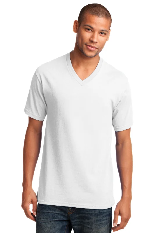 Wool Pants Port & Company Mens Core Short Sleeve V-Neck T-Shirt - White