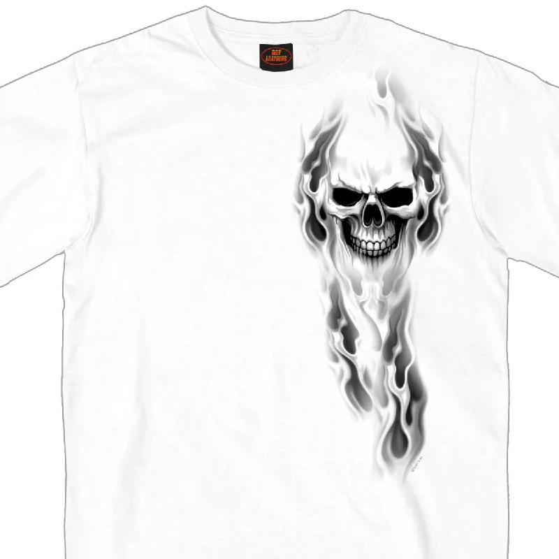 Utility Vests Hot Leathers GMD1080 Men's 'Ghost' Skull Double Sided White Printed T-Shirt