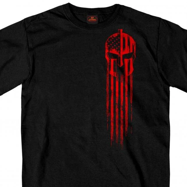 Stylish Apparel Hot Leathers GMD1468 Men's Red Warrior Skull Flag Black T-Shirt