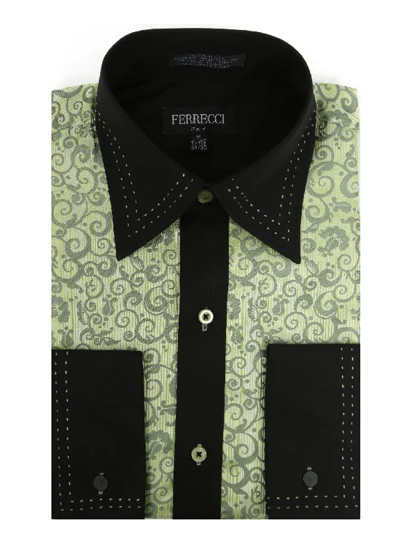 Trendy Joggers Men's Dress Shirt MSD-1008 Green