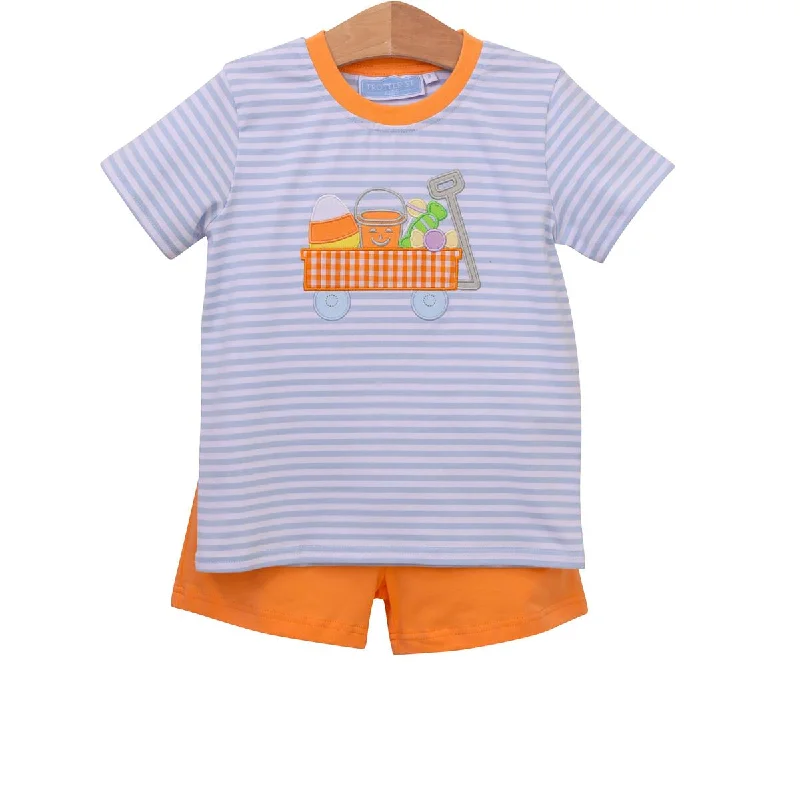 Summer Tees Halloween Wagon Short Set Blue