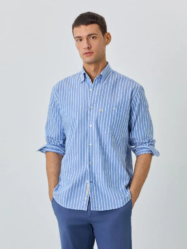 All-Day Wear Regular Fit Shirt With Button Down Collar In BCI Cotton With Stripes